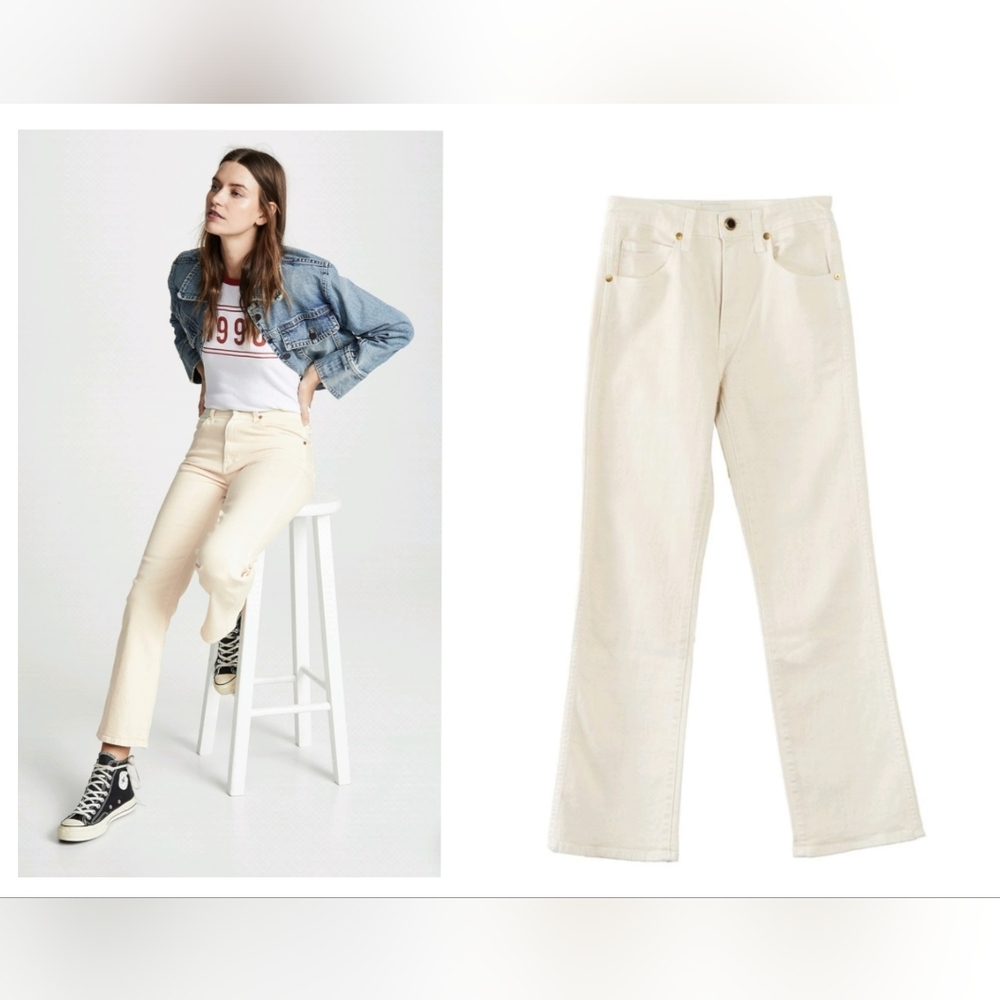 KHAITE Cream Bootcut Jeans - Picture 5 of 11